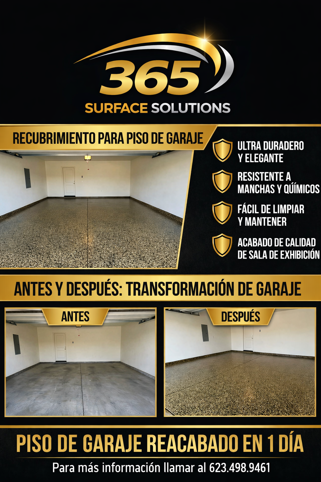Recubrimiento epóxico para piso de garaje - Antes y Después